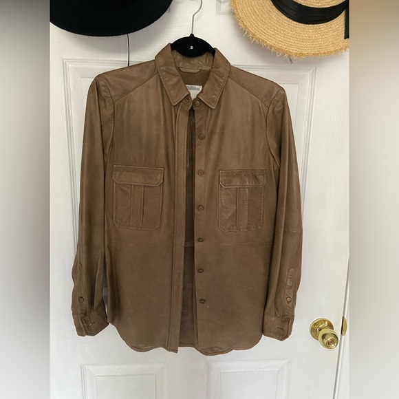 ZARA 100% Leather Shirt Size S - Picture 1 of 14